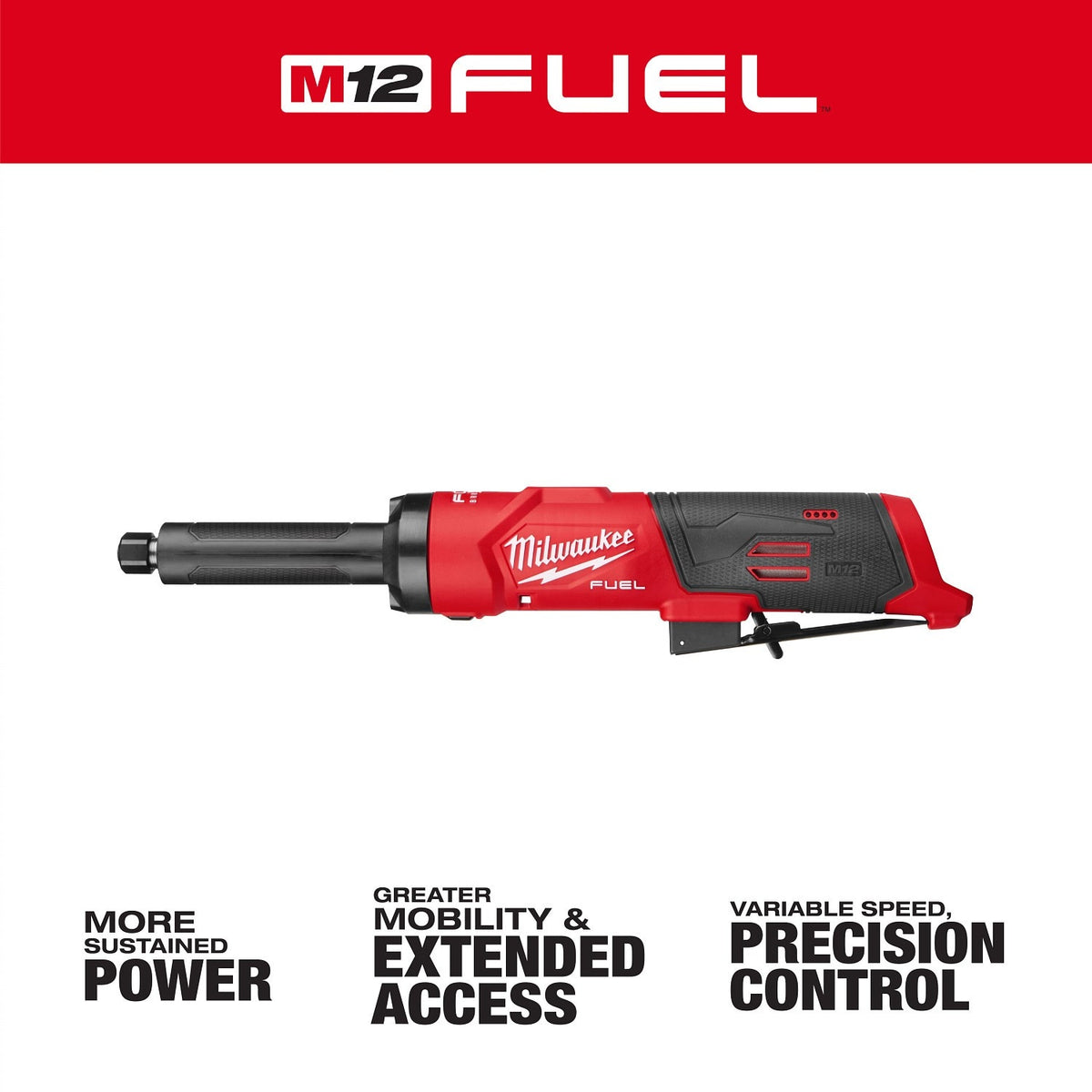Milwaukee 3487-20 M12 FUEL 1/4" Extended Straight Die Grinder with 4" Shaft - 3
