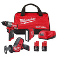 Milwaukee 3495-23 M12 FUEL 3-Tool Combo Kit with 1/2 Inch Hammer Drill, HACKZALL Recip Saw, ROVER Flood Light, Charger and CP2.0 Batteries (2 Pack)