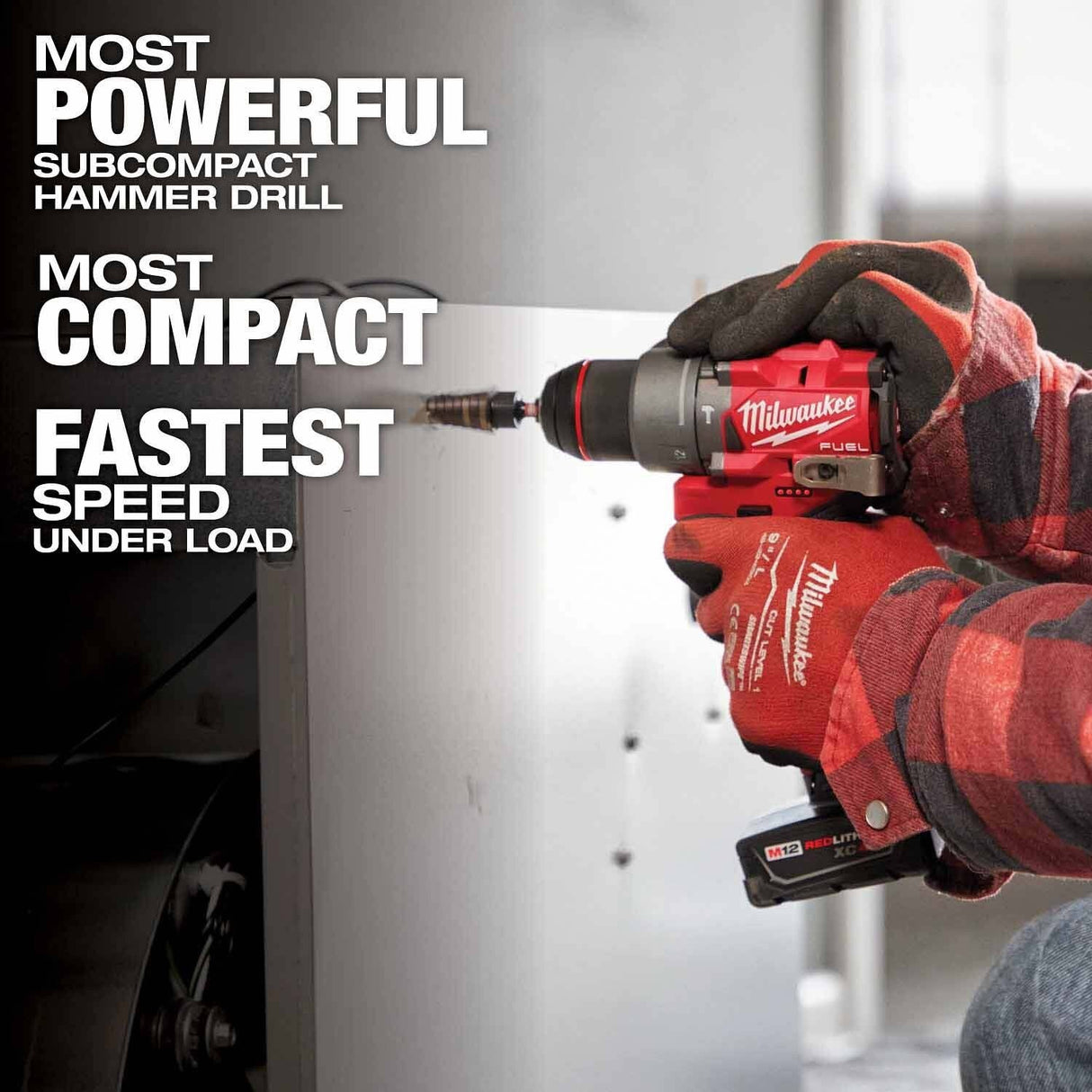 Milwaukee 3495-23 M12 FUEL 3-Tool Combo Kit with 1/2 Inch Hammer Drill, HACKZALL Recip Saw, ROVER Flood Light, Charger and CP2.0 Batteries (2 Pack) - 4