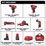 Milwaukee 3497-25 M12 FUEL 12-Volt Lithium-Ion Cordless 5-Tool Combo Kit w/(2) Batteries and Bag - 3