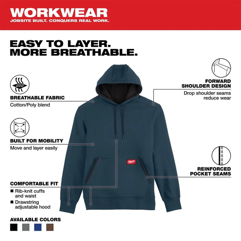 Milwaukee 351BL-2X Midweight Pullover Hoodie Blue 2X - 4