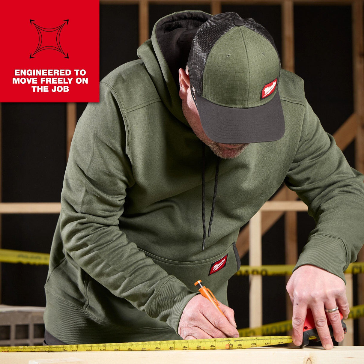 Milwaukee 351E-2X Freeflex Midweight Pullover Hoodie Green Size 2X - 3