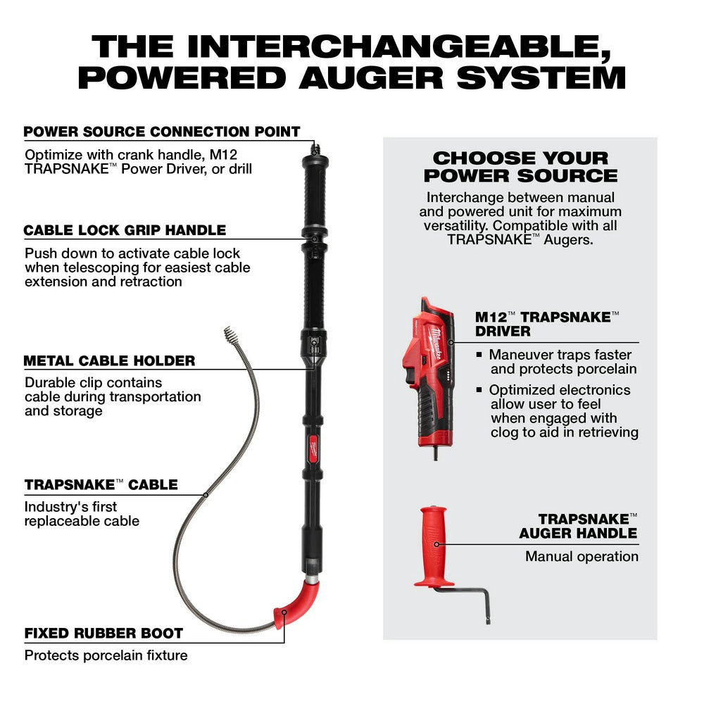 Milwaukee 3576-21 M12 TRAPSNAKE 6' Toilet Auger - 8