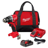 Milwaukee 3601-21CT M18 18V Compact Brushless 1/2" Drill Driver Kit 5.7" Length (Kit)