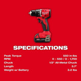 Milwaukee 3601-21CT M18 18V Compact Brushless 1/2" Drill Driver Kit 5.7" Length (Kit) - 4
