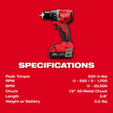 Milwaukee 3602-22CT M18 Compact Brushless 1/2" Hammer Drill/Driver Kit - 5