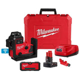 Milwaukee 3642-21 M12 Green 360 3-Plane Laser with Automatic Alignment and Receiver Kit (M12 XC4.0 Battery)