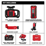 Milwaukee 3702-21 M18 Green Interior Rotary Laser Level Kit w/ Remote/Receiver & Wall Mount Bracket - 5