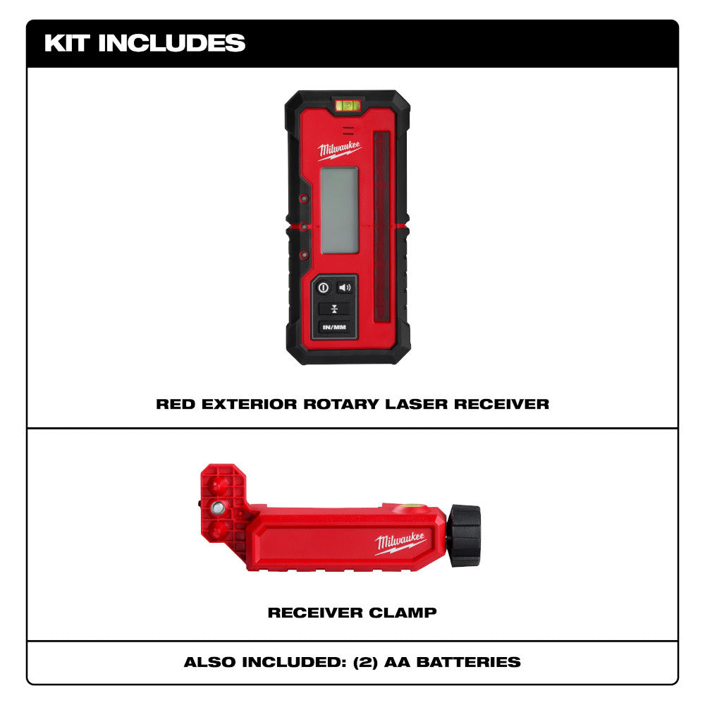 Milwaukee 3711 Red Exterior Rotary Laser Receiver - 2