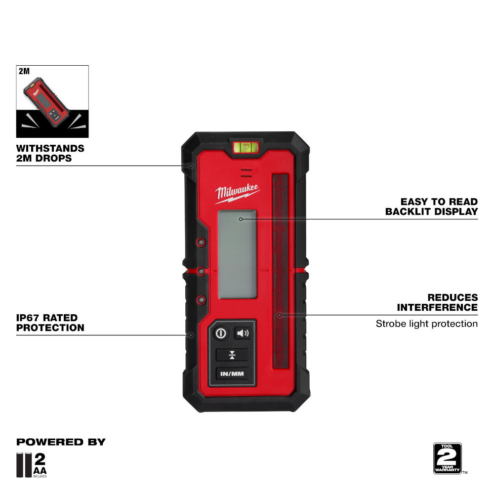 Milwaukee 3711 Red Exterior Rotary Laser Receiver - 3