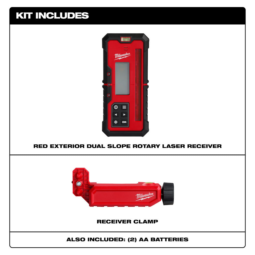 Milwaukee 3714 Red Exterior Dual Slope Rotary Laser Receiver - 2