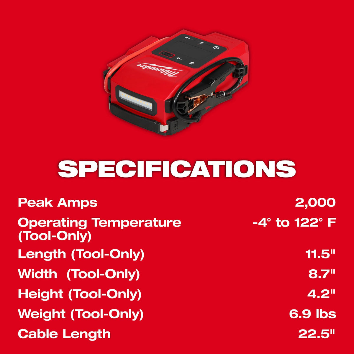 Milwaukee 3841-20 M18 HOTSHOT Jump Starter - 11