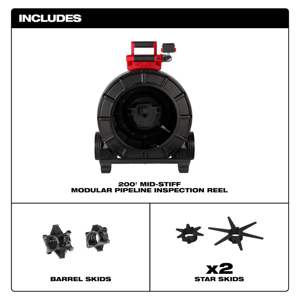 Milwaukee 3975-20 200' Mid-Stiff Modular Pipeline Inspection Reel - 3