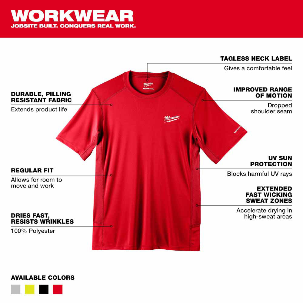 Milwaukee 414R WORKSKIN Lightweight Performance Shirt - Short Sleeve - Red - 4