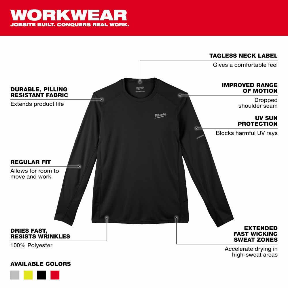 Milwaukee 415B WORKSKIN Lightweight Performance Shirt - Long Sleeve - Black - 4