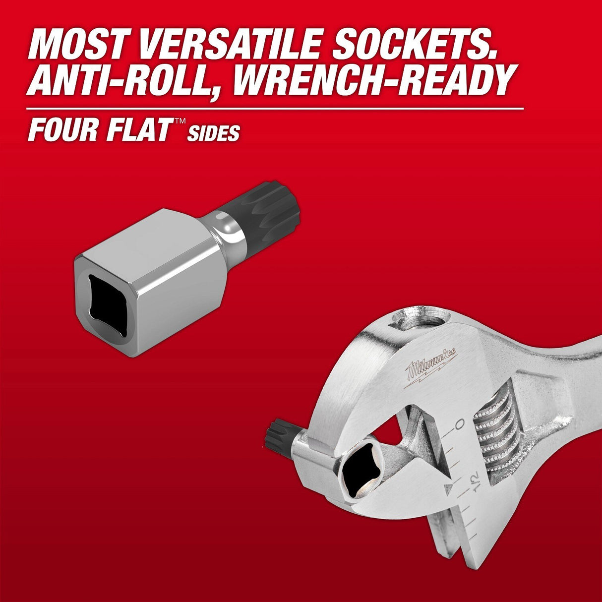 Milwaukee 45-34-1149 3/8 Inch Drive 18mm Triple Square Bit Socket with Anti-Roll Wrench-Ready Sides - 3
