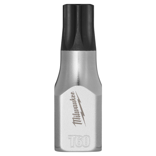 Milwaukee 45-34-1162 3/8" Drive T60 Tamper Proof Torx Bit Socket with Anti-Roll Wrench-Ready Flats