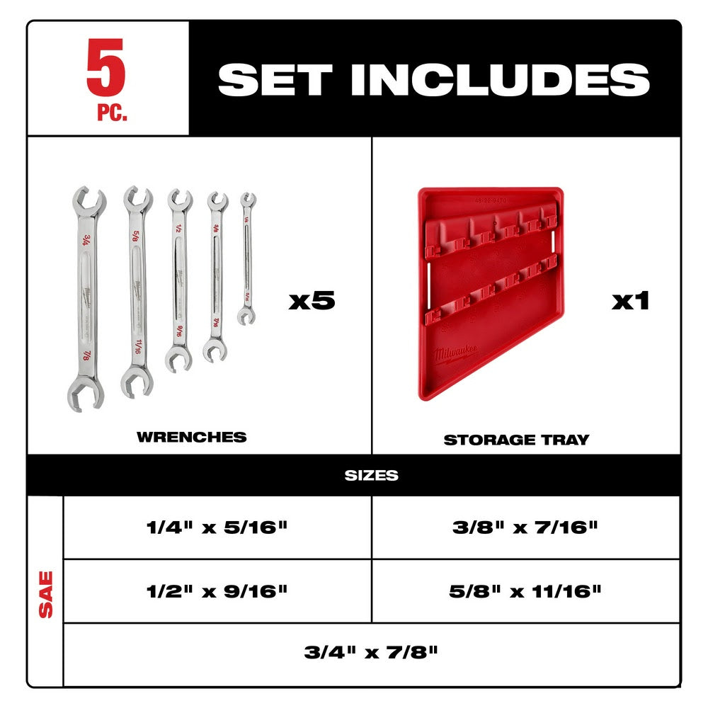 Milwaukee 45-96-8300 1/4" X 5/16" Double End Flare Nut Wrench - 2