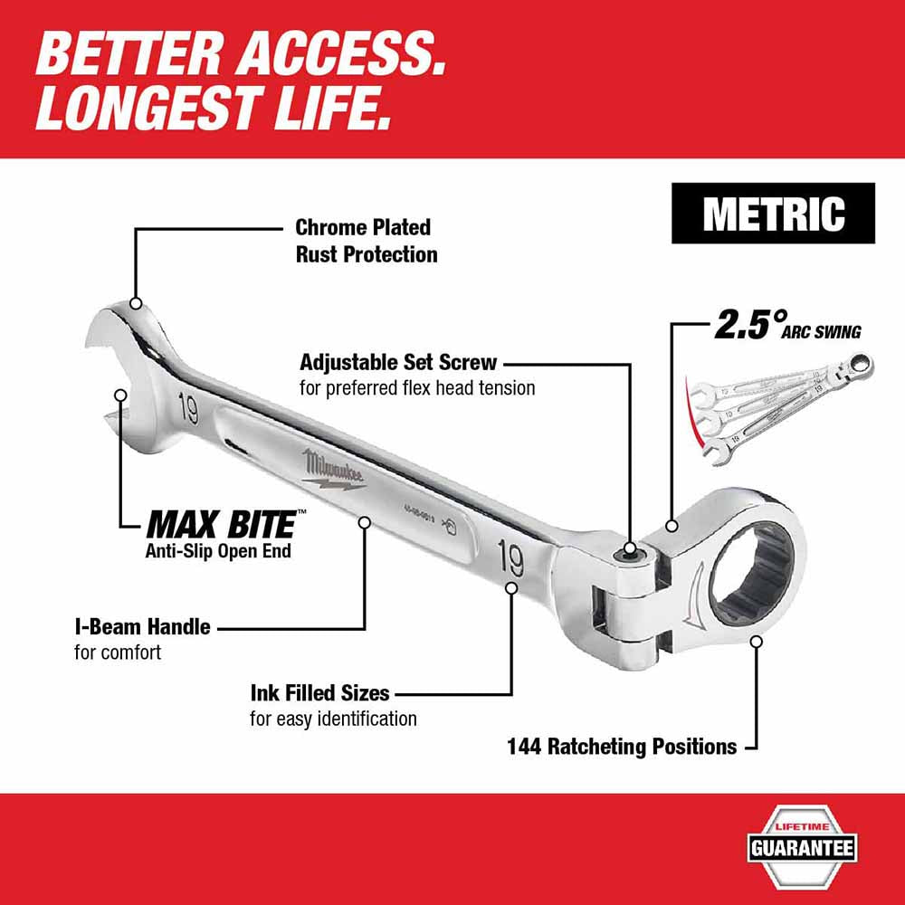 Milwaukee 45-96-9624 24mm Flex Head Ratcheting Combination Wrench - 3