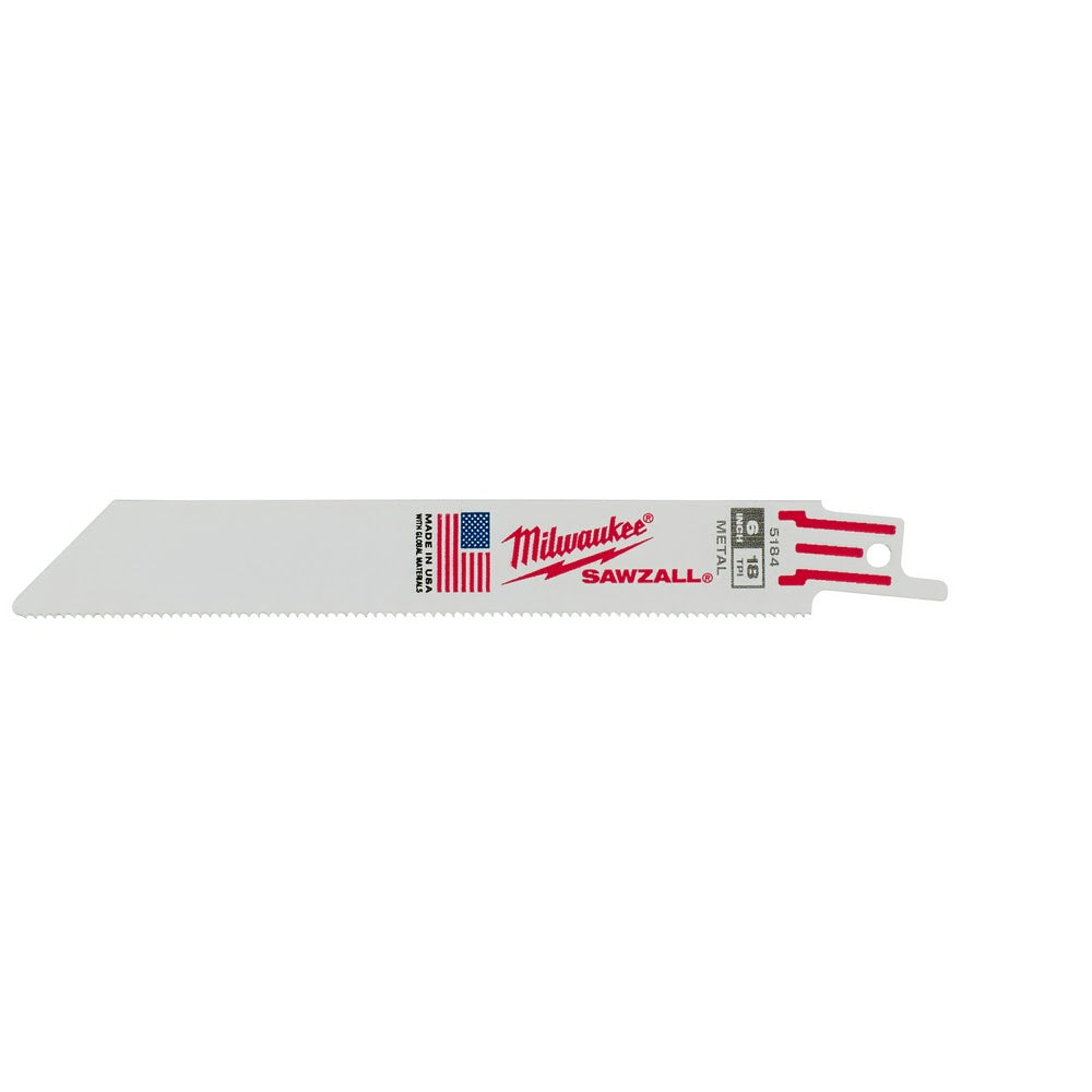 Milwaukee 48-00-5184 6" x 18TPI Bi-Metal Super Sawzall Blade