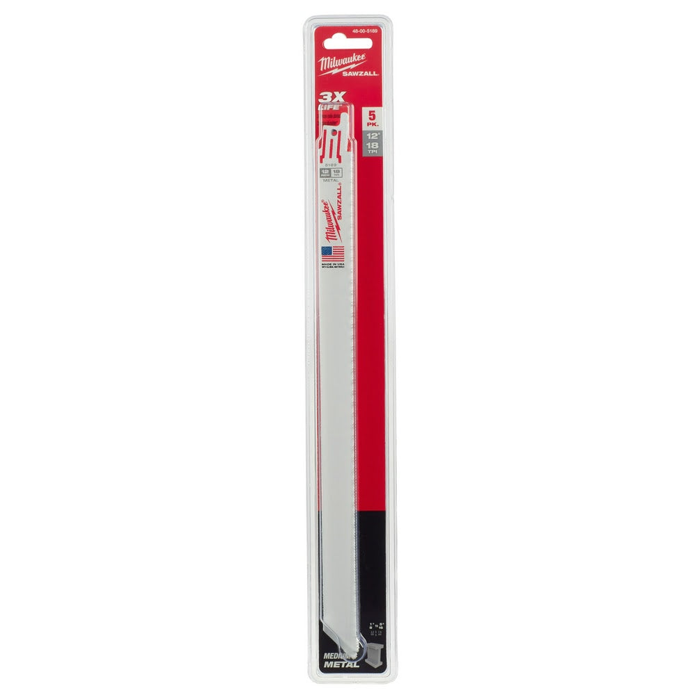 Milwaukee 48-00-5189 12" x 18TPI Bi-Metal Super Sawzall Blade - 10