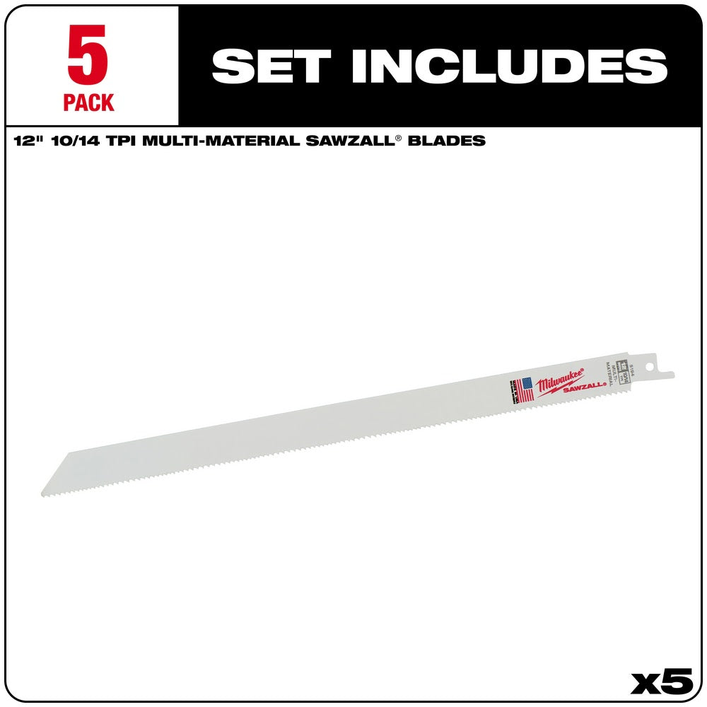 Milwaukee 48-00-5194 12" x 10/14TPI Bi-Metal Super Sawzall Blade - 2