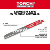 Milwaukee 48-00-5201 6" 8TPI Torch Metal Cutting Sawzall Blade with Carbide Teeth - 5
