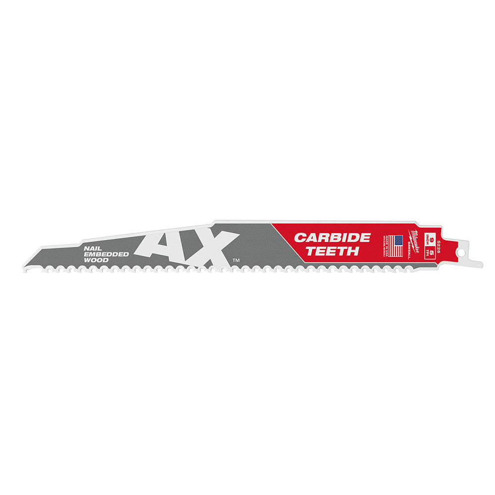 Milwaukee 48-00-5226 AX Sawzall Blade With Carbide Teeth, 9" 5T