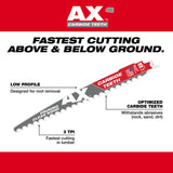 Milwaukee 48-00-5232 9" 3 TPI The AX™ with Carbide Teeth for Pruning & Clean Wood SAWZALL® Blade 1PK - 5