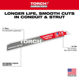 Milwaukee 48-00-5252 9" Reciprocating Saw Blade 10TPI The TORCH with Carbide Teeth for Medium Metal 1PK - 5