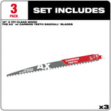 Milwaukee 48-00-5333 12" 3 TPI The AX™ with Carbide Teeth for Pruning & Clean Wood SAWZALL® Blade 3PK - 2