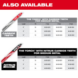 Milwaukee 48-00-5351 6" Reciprocating Saw Blade 10TPI The TORCH with Carbide Teeth for Medium Metal 3PK - 12