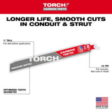 Milwaukee 48-00-5352 9" Reciprocating Saw Blade 10TPI The TORCH with Carbide Teeth for Medium Metal 3PK - 5