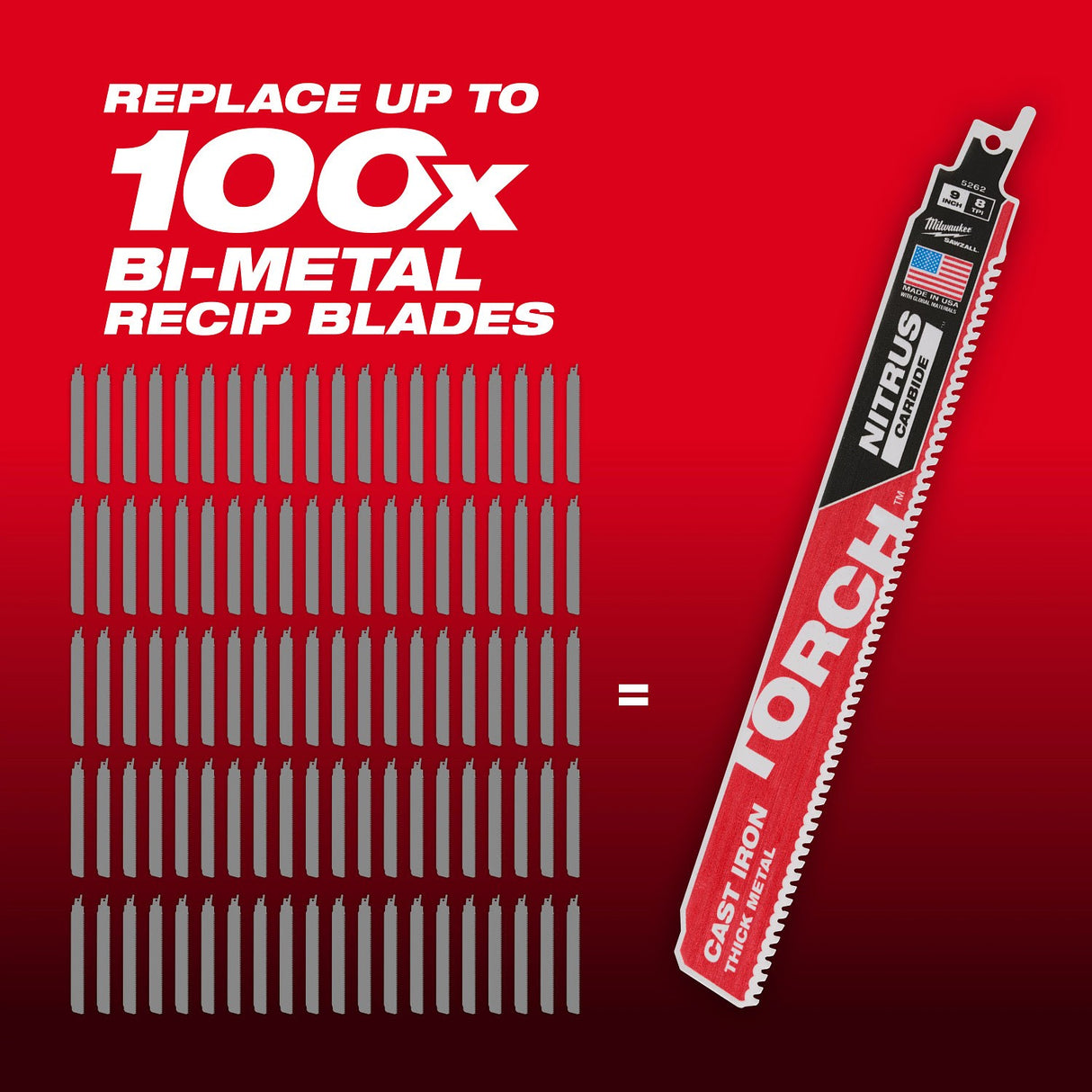Milwaukee 48-00-5363 12” 7TPI The TORCH™ with NITRUS Carbide™ for Cast Iron SAWZALL®  Blade 3PK - 4