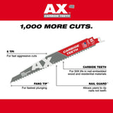 Milwaukee 48-00-5521 6" 5TPI AX with Carbide Teeth Sawzall Blade, 5 Pack - 6