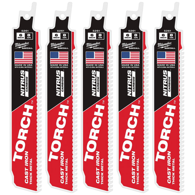Milwaukee 48-00-5561 6" 7TPI The TORCH with NITRUS CARBIDE for CAST IRON 5PK