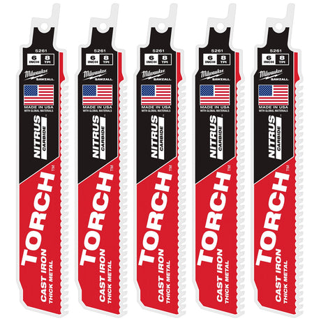 Milwaukee 48-00-5561 6" 7TPI The TORCH with NITRUS CARBIDE for CAST IRON 5PK