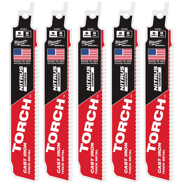 Milwaukee 48-00-5561 6" 7TPI The TORCH with NITRUS CARBIDE for CAST IRON 5PK