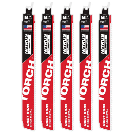 Milwaukee 48-00-5562 9" 7TPI The TORCH with NITRUS CARBIDE for CAST IRON 5PK
