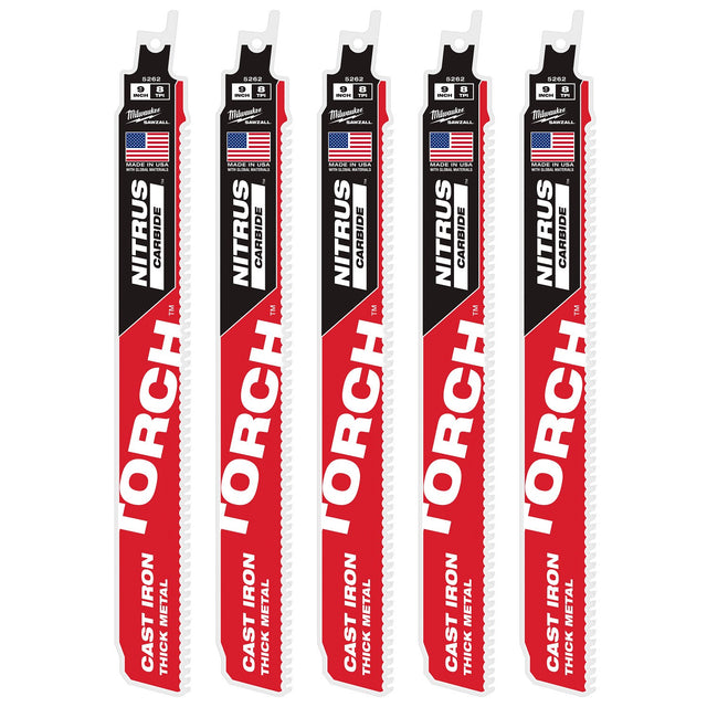 Milwaukee 48-00-5562 9" 7TPI The TORCH with NITRUS CARBIDE for CAST IRON 5PK