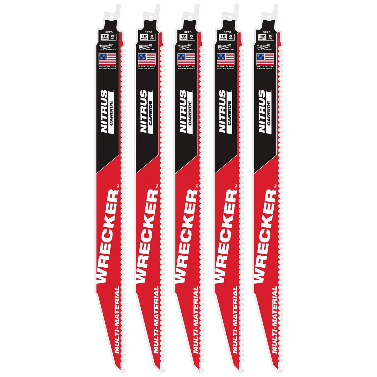 Milwaukee 48-00-5573 12" 6TPI The Wrecker with Nitrus Carbide 5PK