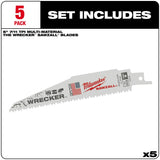 Milwaukee 48-00-5701 WRECKER Multi-Material SAWZALL Blade 6" 7/11TPI 5 Pack - 2