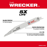 Milwaukee 48-00-5711 WRECKER Multi-Material SAWZALL Blade 12" 7/11TPI 5 Pack - 6