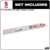 Milwaukee 48-00-5787 9" x 14TPI Super Sawzall Demolition Blade 5-Pack - 3