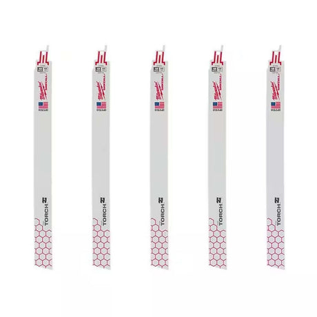 Milwaukee 48-00-5789S 12" 18 TPI TORCH Medium Metal Cutting SAWZALL Blades (5-Pack)