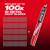 Milwaukee 48-00-6252  9" Reciprocating Saw Blade10TPI The TORCH with NITRUS CARBIDE Teeth for Medium Metal 1PK  - 4