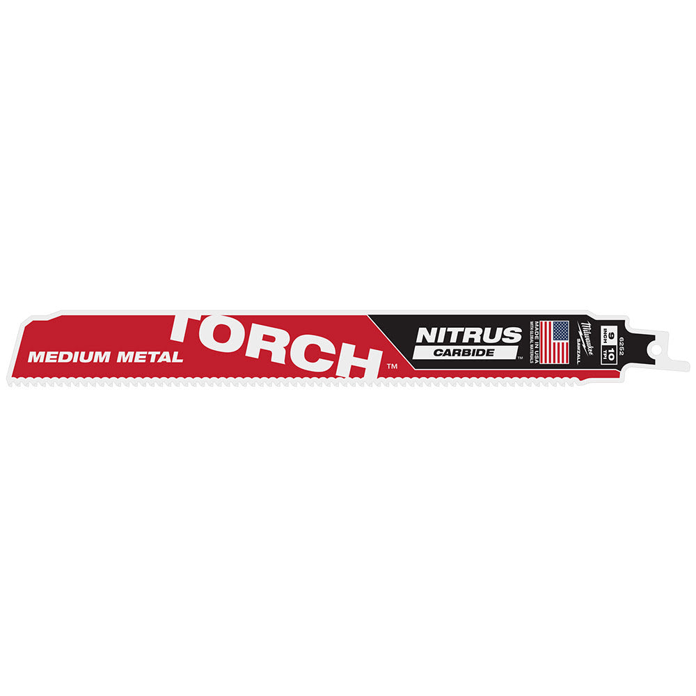 Milwaukee 48-00-6252  9" Reciprocating Saw Blade10TPI The TORCH with NITRUS CARBIDE Teeth for Medium Metal 1PK  - 14