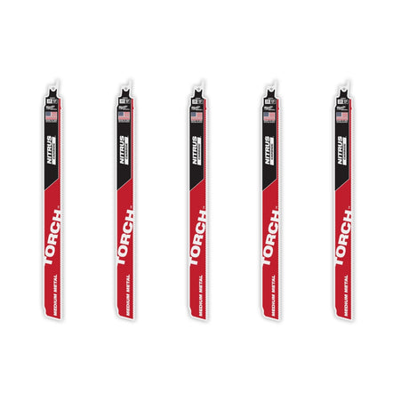 Milwaukee 48-00-6553  12" Reciprocating Saw Blade 10TPI The TORCH with NITRUS CARBIDE Teeth for Medium Metal 5PK 