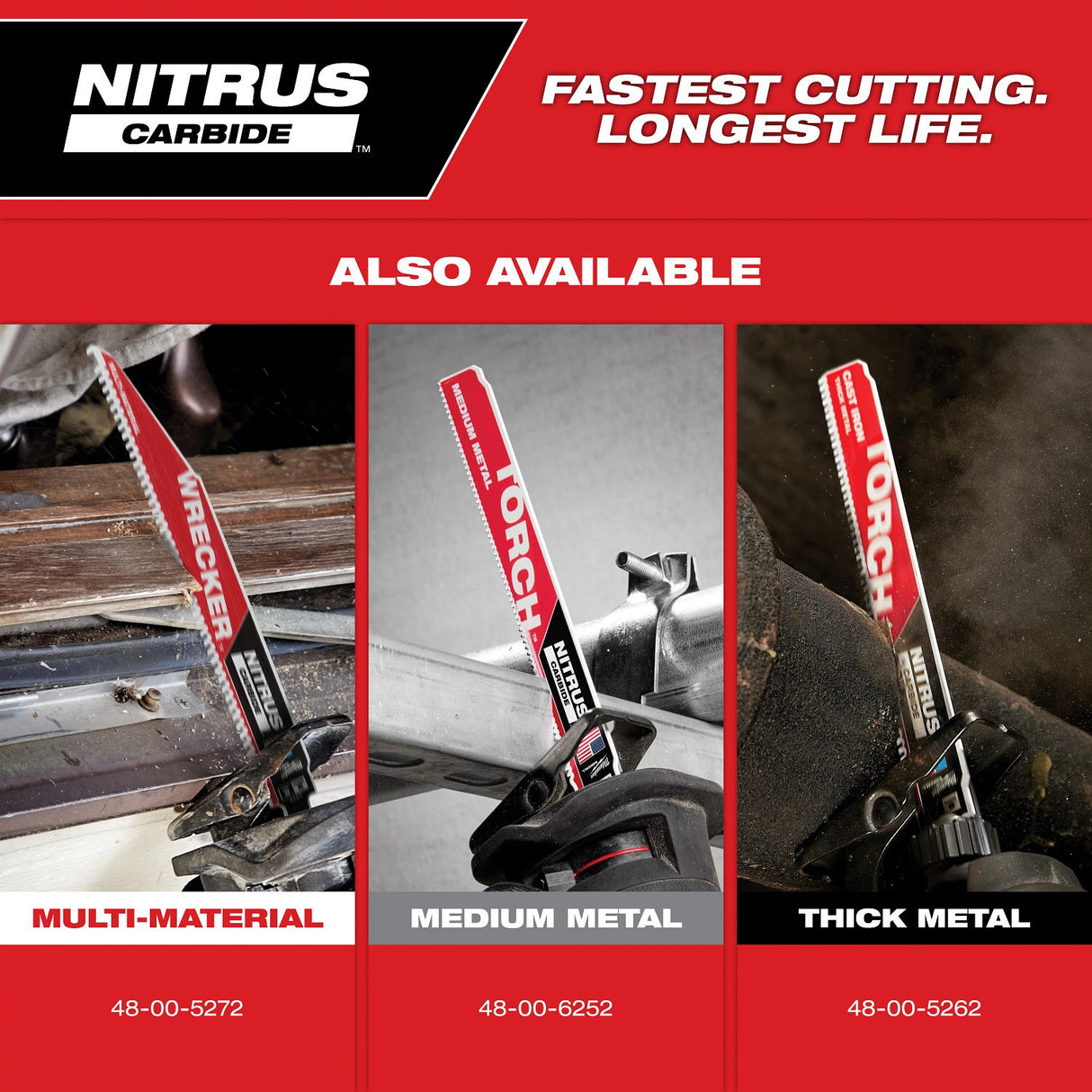 Milwaukee 48-00-7251 6" 5 TPI NITRUS Carbide SAWZALL Recip Saw Blade for Wood with Nails (5 Pack) - 8