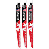 Milwaukee 48-00-7352 9" 5 TPI NITRUS Carbide Reciprocating Sawzall Blade for Wood with Nails (3 Pack)